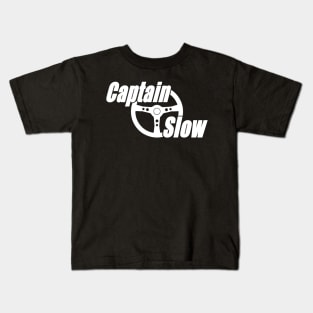 Captain Slow classic logo (white) Kids T-Shirt